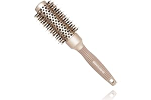 BANGMENG Round Barrel Anti-Static Hair Brush with Boar Bristles, Nano Thermal Ceramic Ionic Tech | For Extra Shine | Protect Hair, Enhance Texture, For Straightening & Drying (1 1/4 inch)