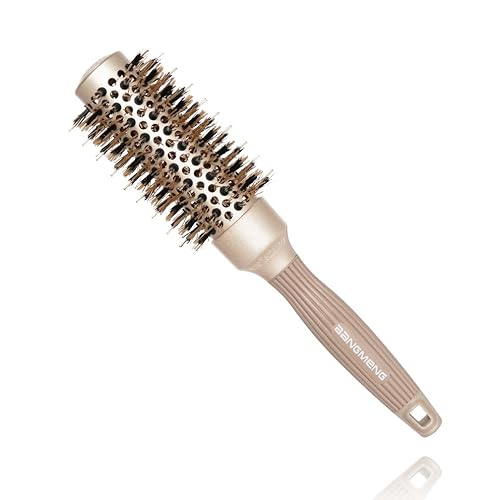 Round Barrel Anti-Static Hair Brush with Boar Bristles, Nano