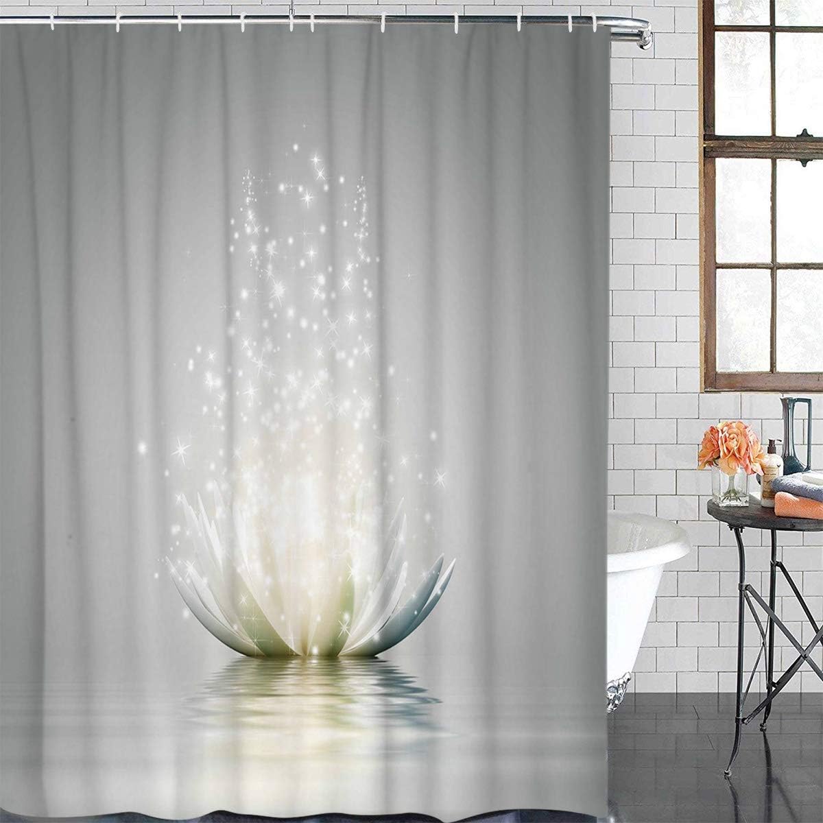 wanxinfu Shower Curtain Polyester Fabric Bathroom Curtain Set with Hooks Bath Decor Set Waterproof Personalized Customization Curtains, Abstract Lotus Spirit World 72" x 72"