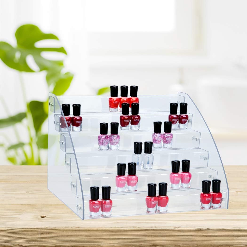 KINGROW Nail Polish Organizer 72 Bottles of 6 Layers Acrylic Display Rack Eyeglasses Storage Essential Oils Holder Makeup Organizer: Beauty