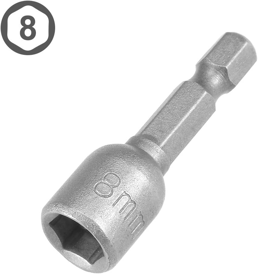 Sourcingmap 2 Pcs 1/4" Quick-Change Hex Shank 8mm Magnetic Nut Setter Driver Drill Bit, 42mm Length, Metric, Sandblasting - Image 3