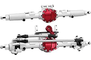 HYBDX RC CNC Aluminum Anodized Front and Rear Door Axle Kit Upgrade for 1/10 RC Crawler Car SCX10 II 90046 90047 (Silver)