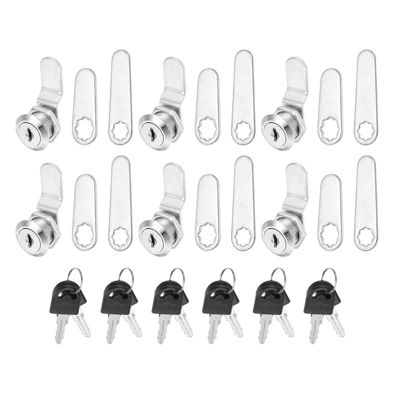 PATIKIL 5/8 Inch Keyed Alike Cabinet Locks with Key, 6 Pack Cam Replacement Lock Cylinder Toolbox Lock for RV Drawer Storage Cart Mailbox, Silver
