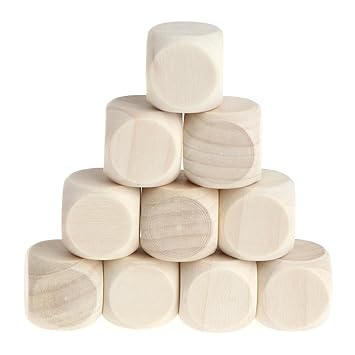 Lergo Holzwürfel, 6-seitig, blanko, für Partys, Familie, zum Basteln, für Kinder, 10 Stück