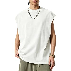 SnowElve Men's Sleeveless Shirts Workout Tank Tops Men Muscle Cotton Tee Shirts Gym Running T Shirts Beach Loose Fit Tee