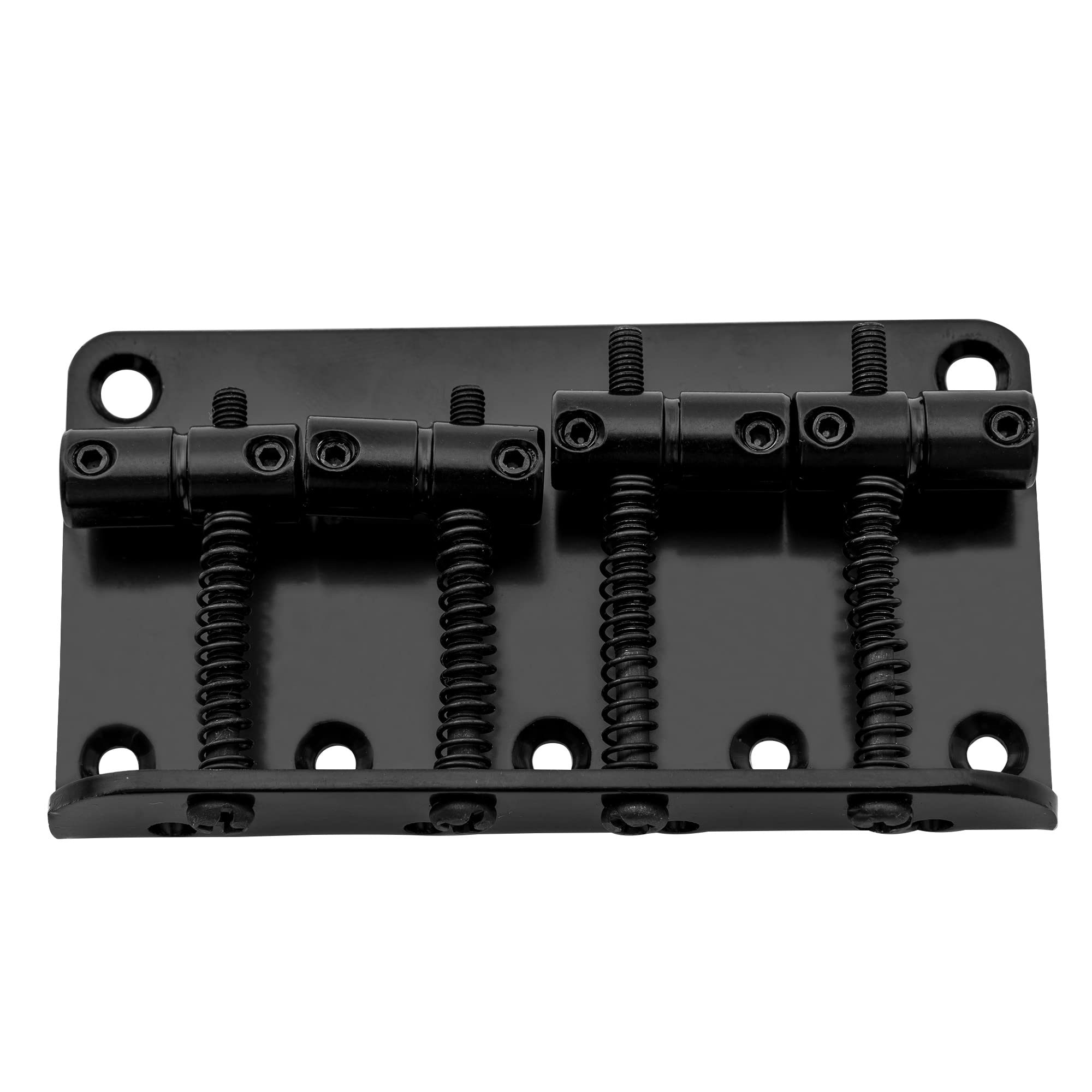 Musiclily Black 4-String Non-Tremolo Fixed Hardtail Bass Bridge for Jazz and Precision Bass