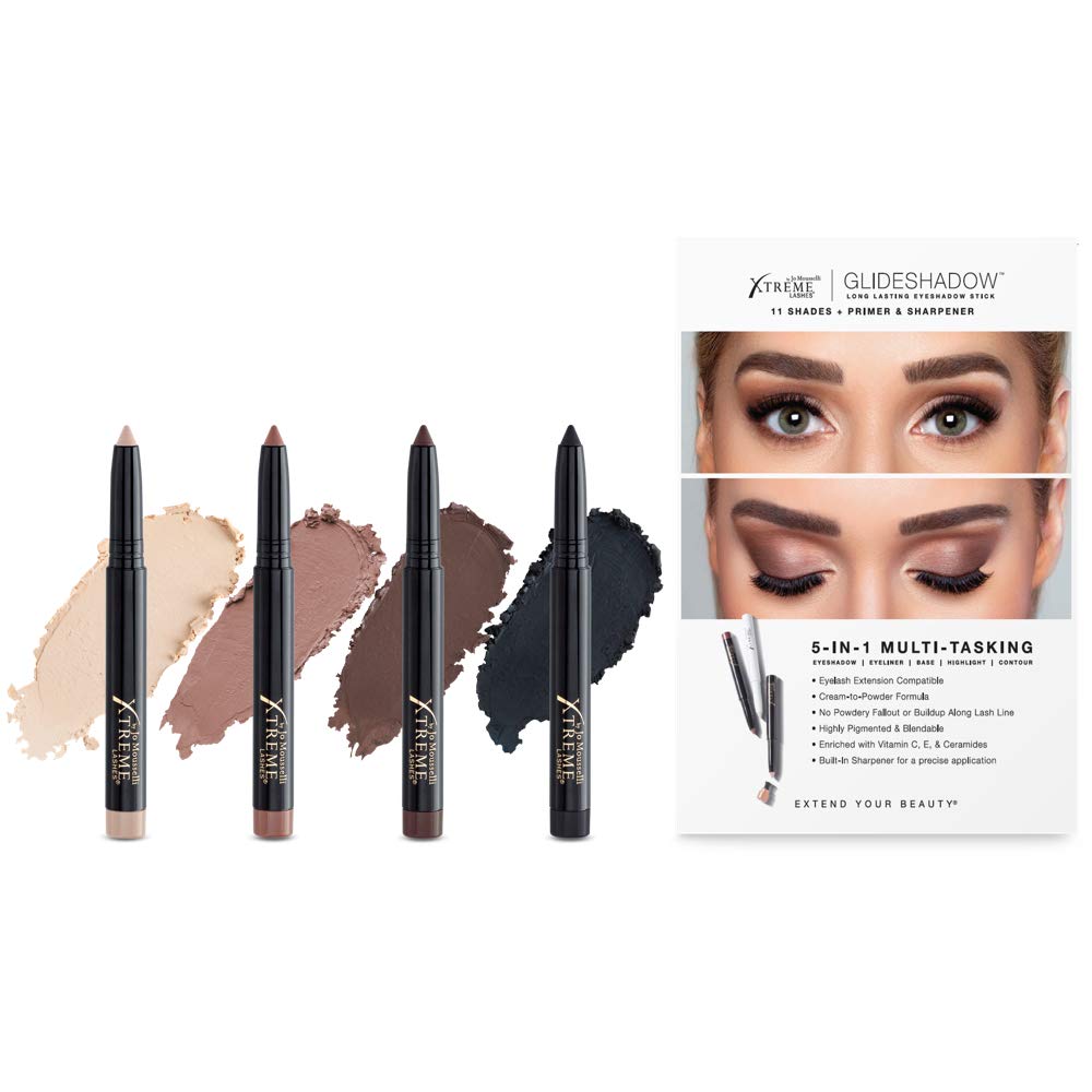 NEW Xtreme Lashes Glideshadow Long Lasting Eyeshadow Stick Quad Collection - Cream to Powder - Compatible with Eyelash Extensions - No powdery fallout or buildup along lash line