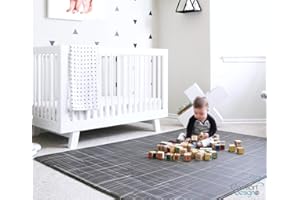 Comfort Design Mats | Premium Stylish Foam Floor Mat, Baby Play Mat | Cushy-Soft & Thick, Easy-to-Clean, Hypoallergenic, Non-Toxic, Pet-Friendly | One Piece - Large Black Linen