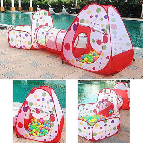 3-IN-1 Pop-Up Children Play Tent Kids Playhouse Tunnel Set Game House Multipurpose Play Tent for Toddlers Child Indoor & Outdoor Use