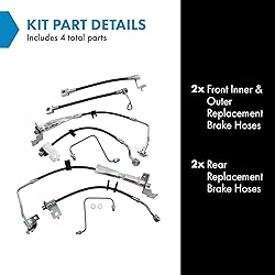 TRQ Front & Rear Brake Hose Set Compatible with