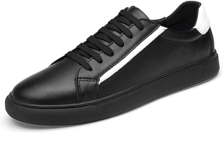 Amazon スニーカー 23 5cm 27 5cm メンズ 本革 軽量 ローカット ホワイト ブラック 白 黒 男性 コートスニーカー カジュアルシューズ 通学 仕事 靴 シンプル デッキシューズ レザー 通気性 防滑 スポーツ ムリョシューズ レースアップシューズ