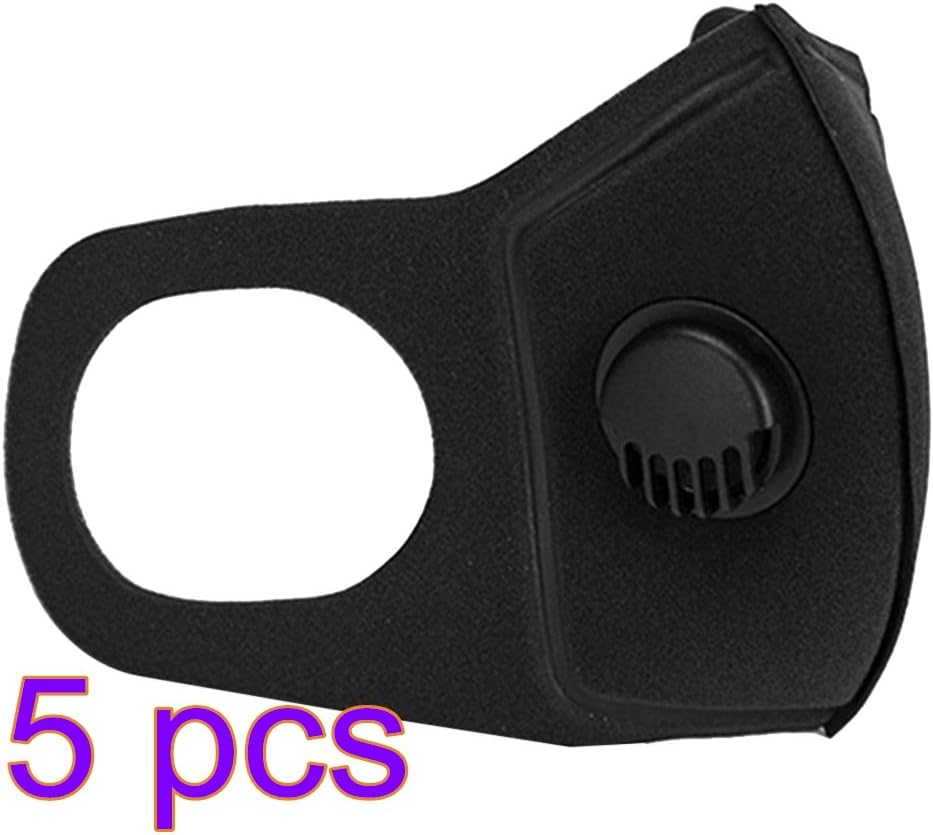YiXUAN 5Pcs Air Pollution Safety Mask with Breathing Valve,Reusable PM2.5 Mouth Cover Dustproof Respirator Safety Mask
