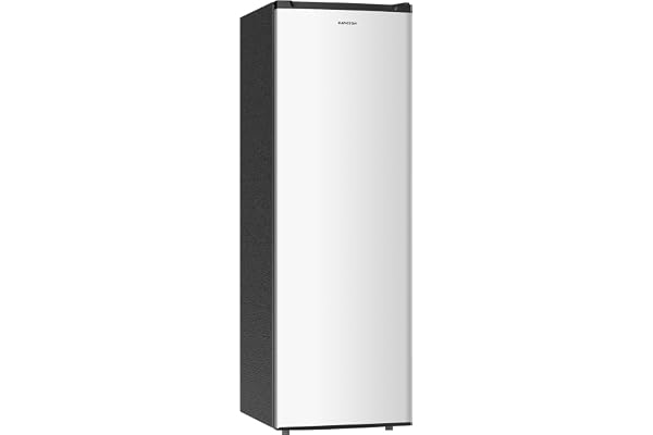 BANGSON 6.5 Cu.ft Upright Freezer, Stand up Freezer with Adjustable Thermostat, Removable Leg, Reversible Single Door, for Bedroom/Home/Dorms/Apartment, Sliver