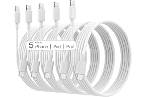AZMOGDT USB C to Lightning Cable, iPhone Charger Fast Charging [Apple MFi Certified] 5Pack 6FT Long Lightning Cable Fast Charging iPhone Charger Cord for iPhone 14 13 12 11 Pro Max XR XS X 8 7 6 Plus SE, iPad