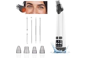 MGKO Blackhead Remover Vacuum, Blackhead Extractor Pore Vacuum Hot Compress, Electric Acne Comedone Whitehead Remover Tools-4 Suction Power with LED Display, Rechargeable Pimple Popper Tool Kit (Black)