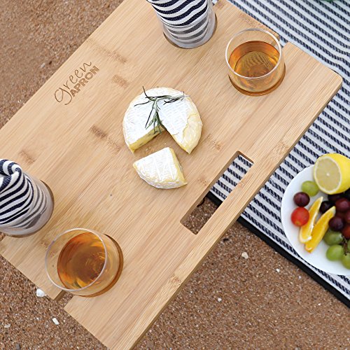 VAULTSAC Picnic Basket Set Removable Bamboo Table Cotton Canvas Top