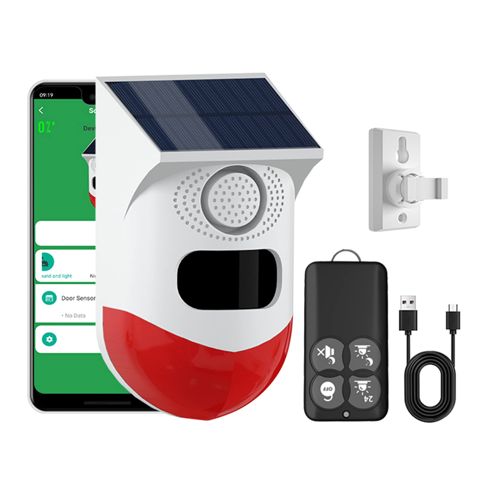 Solar Sound Strobe Light Alarm with Motion Detector and Remote Controller,maxant Home Security Audible Strobe Alarm Detector 120db Sound Security Siren Light IP67 Waterproof, for Home,Yard,Garden