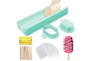 3 Inch Cakesicle Cutter and Cake Pop Mold Set with 8.7in Tray, 100 Wooden Sticks & 100 Bags, Silicone Cakesicle Mold for Home
