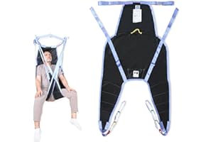 Ehucon Universal Divided Leg Sling with Head Support, Padded Patient Lift Sling for Transfer, Lifting or Positioning, U Shape Transfer Sling for Elderly, Disabled, Bedridden, 500Lbs (Black, Medium)