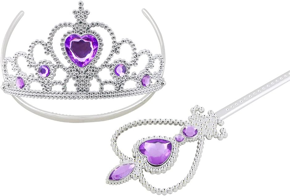 Vicloon Princess Dress Up Accessories, 7PCS Princess Costumes Set, Included Princess Crown, Gloves, Magic Wand, Necklace - Image 3