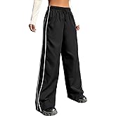 EXARUS Girls Parachute Pants Cargo Baggy Hip Hop Drawstring with Pockets Elastic Y2K for Kids 8-14Y