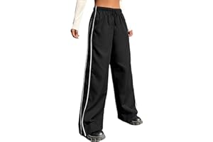 EXARUS Girls Parachute Pants Cargo Baggy Hip Hop Drawstring with Pockets Elastic Y2K for Kids 8-14Y