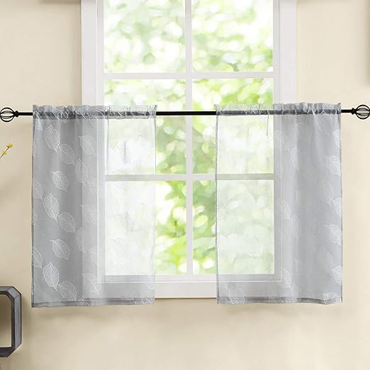 Amazon Com Fragrantex Grey Curtains For Small Room Print Leaves