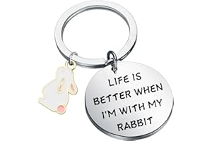 WSNANG Rabbit Keychain Life Is Better When I'm With My Rabbit Jewelry Pet Gift Easter Gift for Bunny Lover Gift