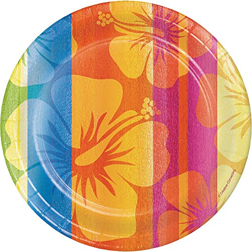 Creative Converting 18 Count Sturdy Style Paper Dessert Plates, 7", Sunset Stripes