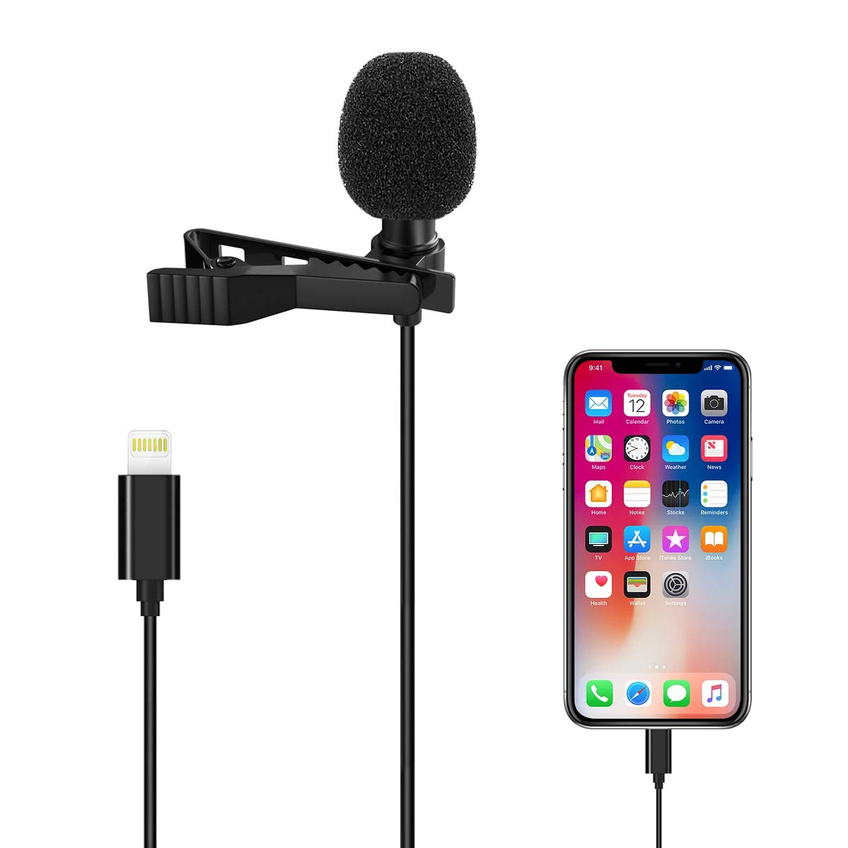Microphone Professional for iPhone/Video Conference/Podcast/Voice Dictation/YouTube Grade Valband Omnidirectional Phone Audio Video Recording Condenser Microphone (1.5m)