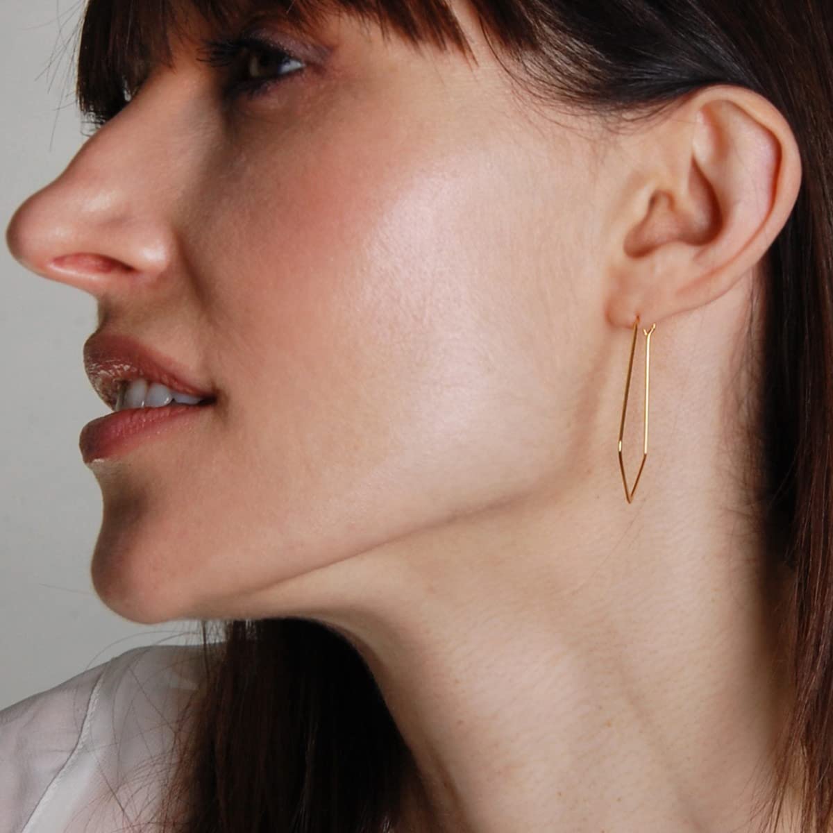 Geometric Chevron Threader Hoop Earrings