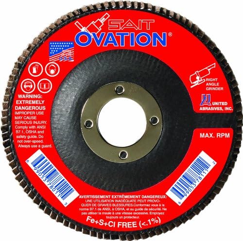 United AbrasivesSAIT 78009 Ovation Flap Disc, 4-1/2-Inch by 7/8-Inch, 80 Grit, 10-Pack