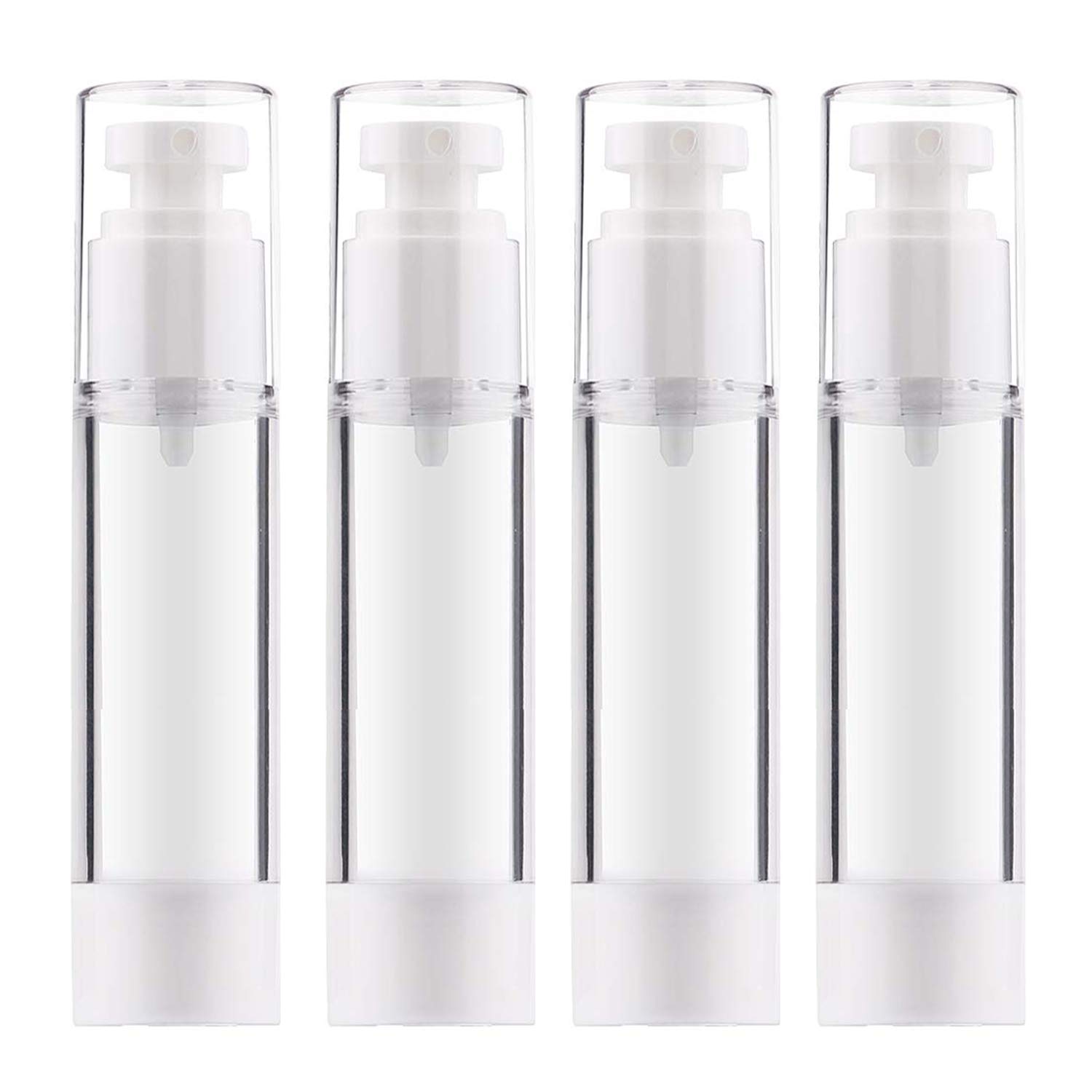 Yalbdopo 4Pcs Airless Pump Bottle | Refillable Empty Clear Travel Lotion Containers/Vacuum Press Pump Bottles for Foundation, Essence, Lotion (50ml)