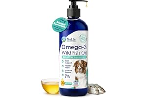 NULIFE NATURAL PET HEALTH Liquid Fish Oil for Dogs with Omega 3, 6 & 9 Fatty Acids, Wild Caught from Iceland, Skin and Coat Supplement for Shedding, Itchy Skin, Allergies, Brain and Heart Health, Rich in EPA + DHA - 16 oz