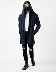 Mens Hooded Cardigan Long Cardigans Sweater Shawl