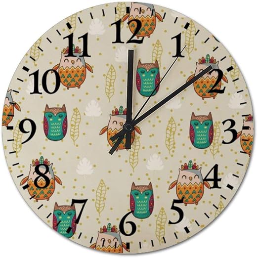 Amazon Com Tattyakoushi Fashion Wooden Wall Clocks Home Decor Design Lovely Owl Silent Non Ticking Rustic Country For Living Room Bedroom Kitchen Office Round 10x10 Inch Home Kitchen