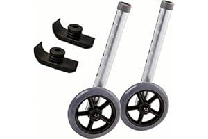 Walker Wheels and Ski Glides, 8-Level Height Adjustable Walker Caster Wheels, Universal Replacement Accessories for Walkers