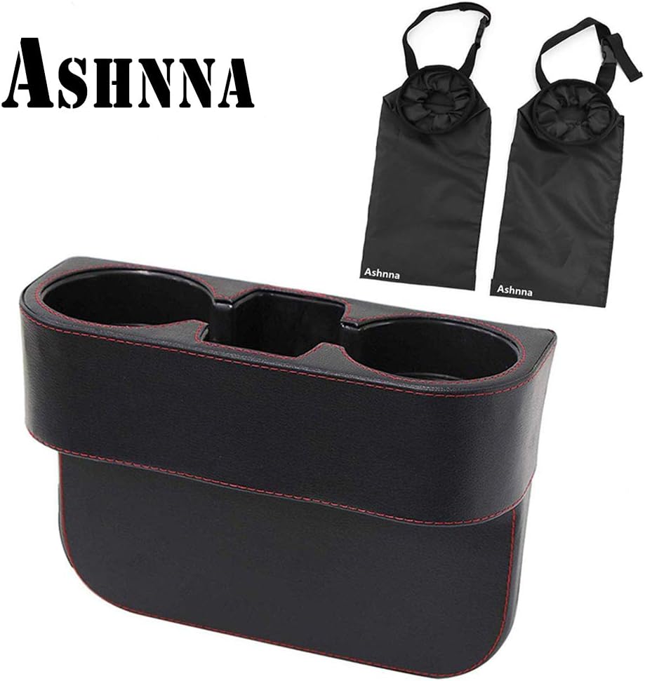 Car Drink Holder, Car Drink Holder with Car Garbage Bag, Leather Car Cup Holder