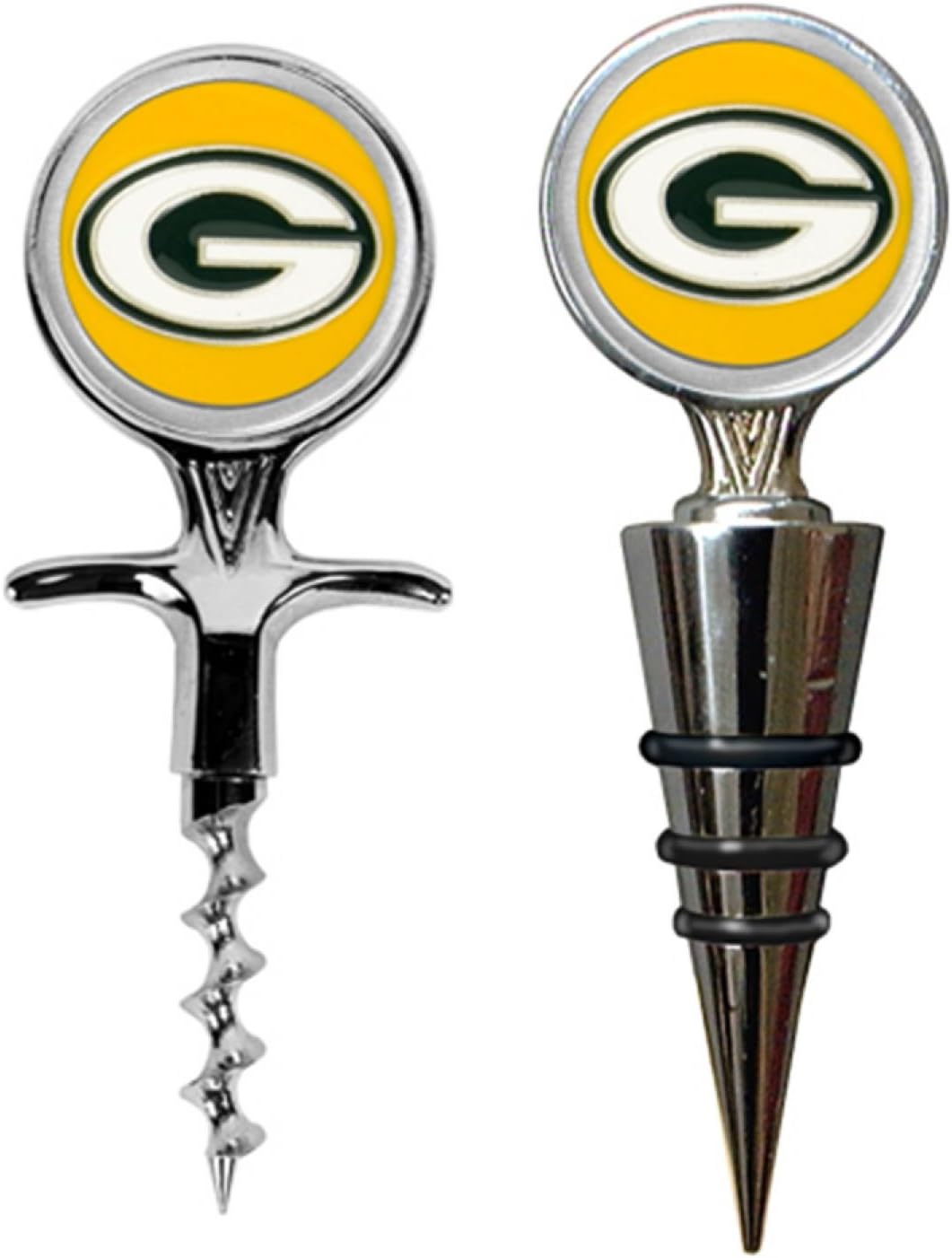 Amazon Com Green Bay Packers Cork Screw And Wine Bottle Topper Set Sports Outdoors