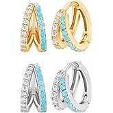 2 Pairs Gold/Silver Hoop Earrings For Women Set Trendy,14K Plated Gold Chunky Huggie Hoop Earings Pack,Oval Twisted Statement Silver Hoops,Fashion Jewelry Gift