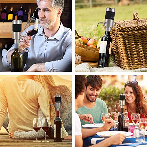 Stainless Steel Electric Wine Aerator - Unique Air Decanter Diffuser System for Red and White Wine - Portable and Automatic Bottle Breather Tap Machine Dispenser Pump - NutriChef - Thumbnail 5