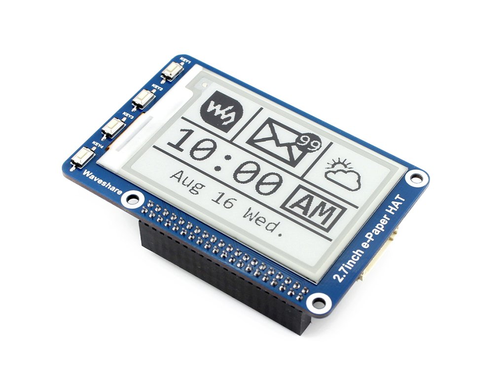 Waveshare 2.7 Inch E-Paper Display HAT Module Kit 264x176 Resolution 3.3v/5v E-ink Electronic Paper Screen with Embedded Controller for Raspberry Pi/Jetson Nano/Arduino/STM32 with SPI Interface