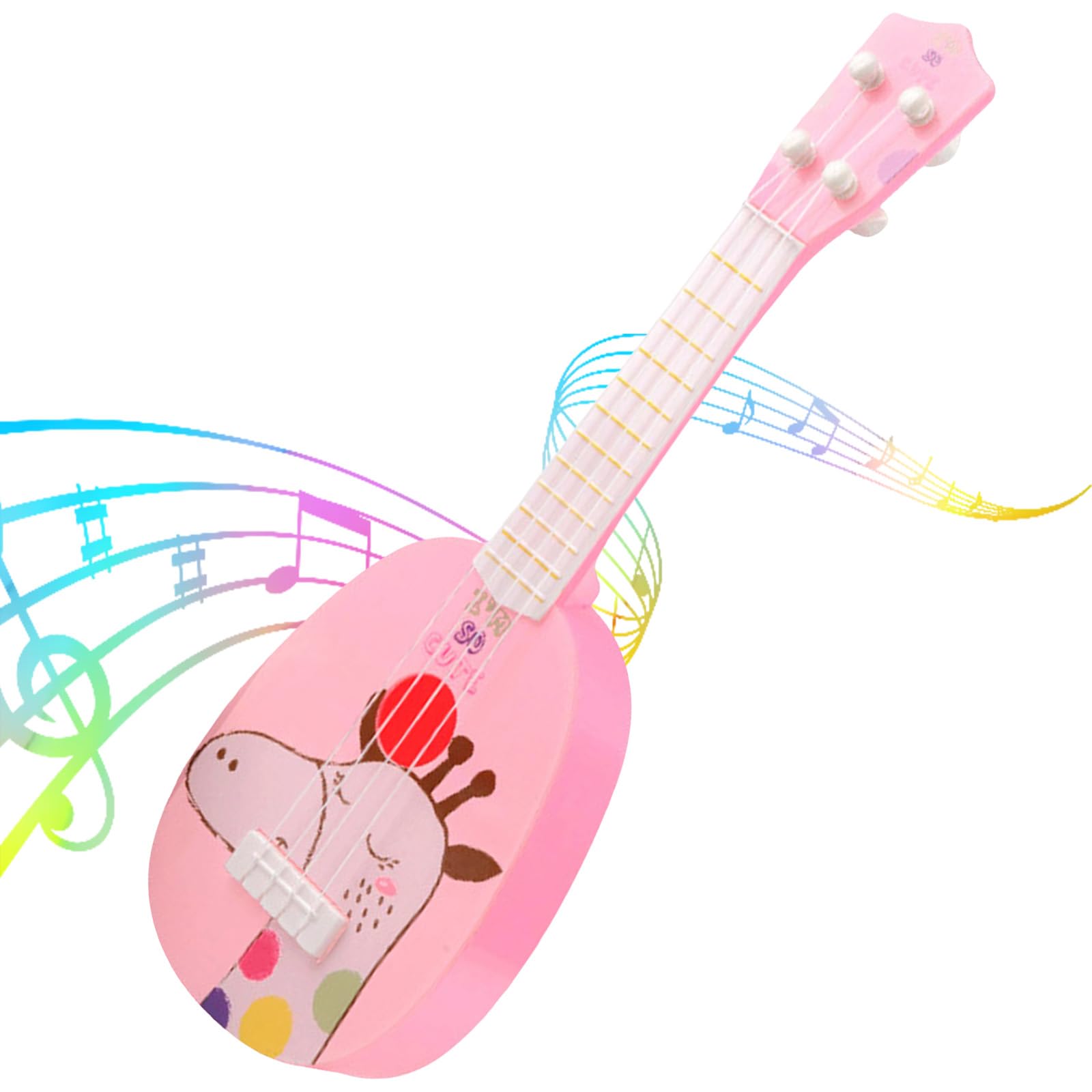 CutitiUU 35 CM Kids Ukulele Toy Guitar for Girls & Boys,Ukulele Instrument with 4 Ajustable Strings,Mini Guitar Learning Educational Toys for Toddlers Beginners Boys Girls Gift (Pink Fawn)