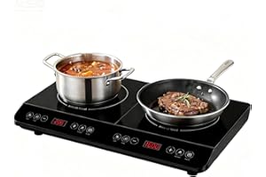 COOKTRON Double Induction Cooktop Burner, 1800W Induction Countertop 2 Burner Portable, Precision Temperature Independent Con