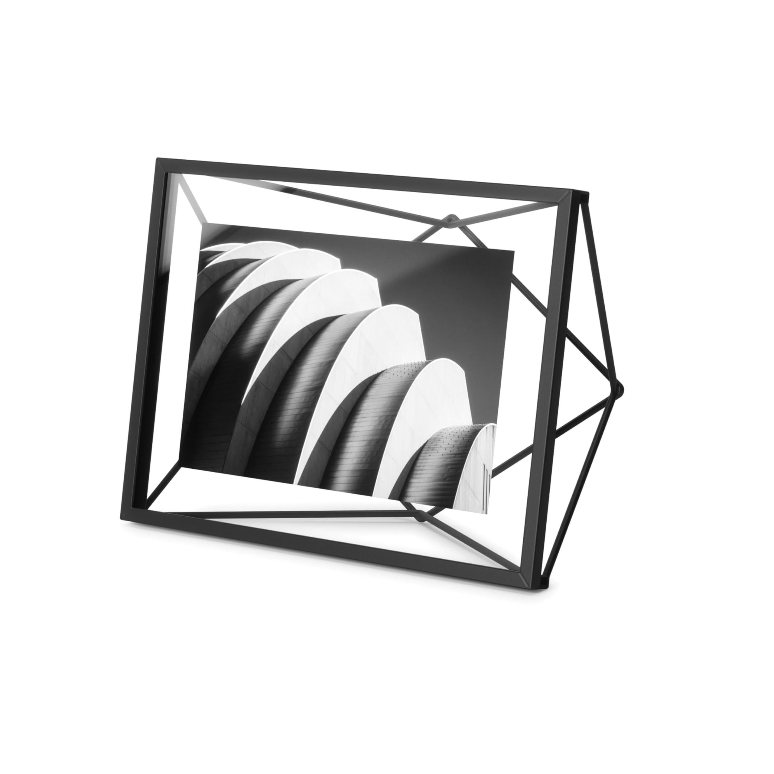 Umbra Prisma 4x6 Picture Frame, Metal Floating Wall or Desk Photo Display for Pictures, Art, Illustrations, and More, Black