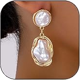 Gold and Pearl Earrings for Women Chunky Gold Pearl Earrings Baroque Pearls Earring Prom Ear Jewelry