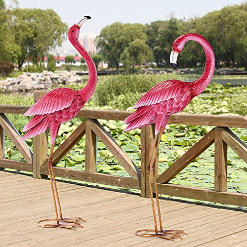 Kircust Flamingo Garden Sculpture & Statues, Metal Birds Yard Art