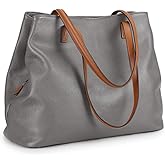 S-ZONE Women Soft Genuine Leather Handbag Large Capacity Shoulder Hobo Bag Fit for 13'' Laptop