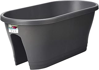 elho corsica Flower Bridge – Balkonkasten in Anthrazit – Frostbeständiger Außentopf mit Balkonhalterung – ca. L 58 x W 29,6 x H 24 cm