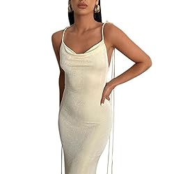 RARITYUS Women Maxi Dress Sexy Backless Draped